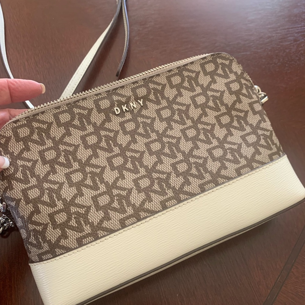 DKNY Brown and Cream Crossbody Bag
